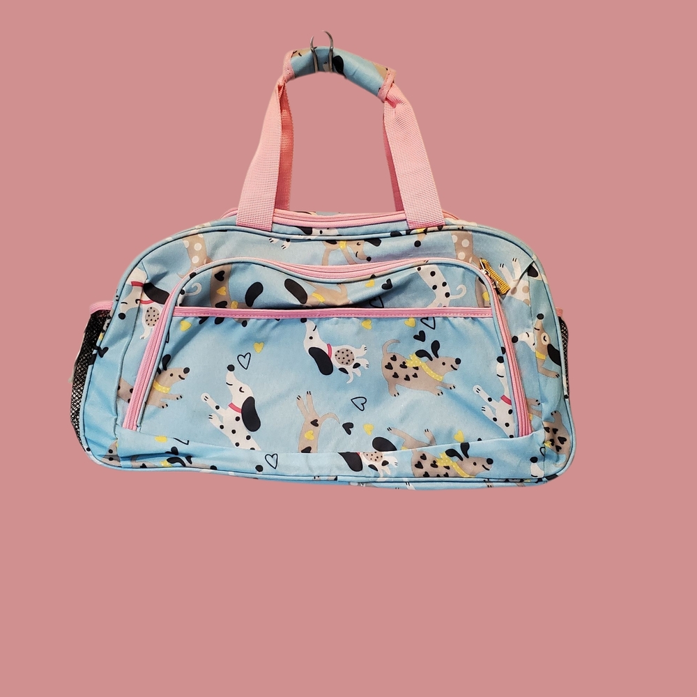 FREE: Blue and Pink Dog Baby Overnight Bag